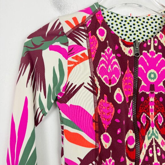 Maaji Floral One Piece Long Sleeve Rashguard Swimsuit Zip Up Reverse Size XS/S - Picture 2 of 13